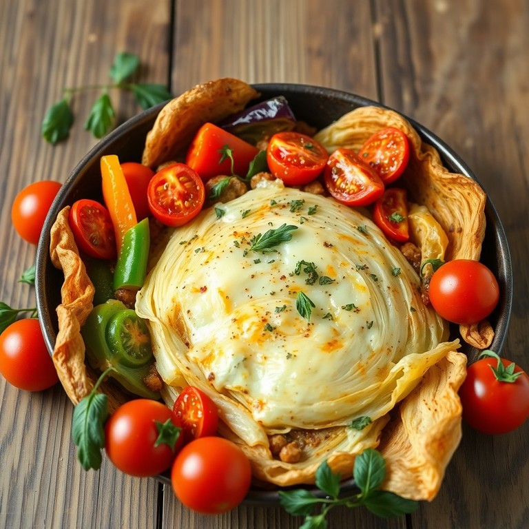 Запеченная капуста с перцем и томатами