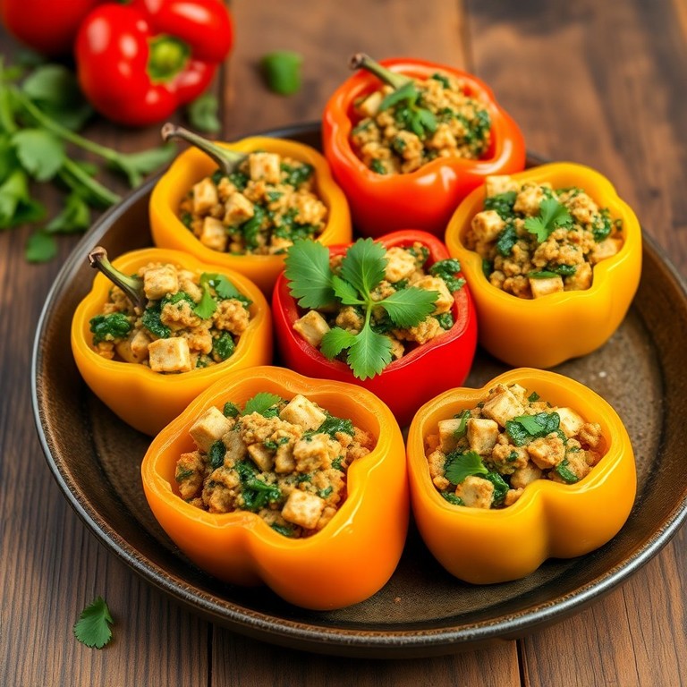 Savory Tofu and Spinach Stuffed Bell Peppers