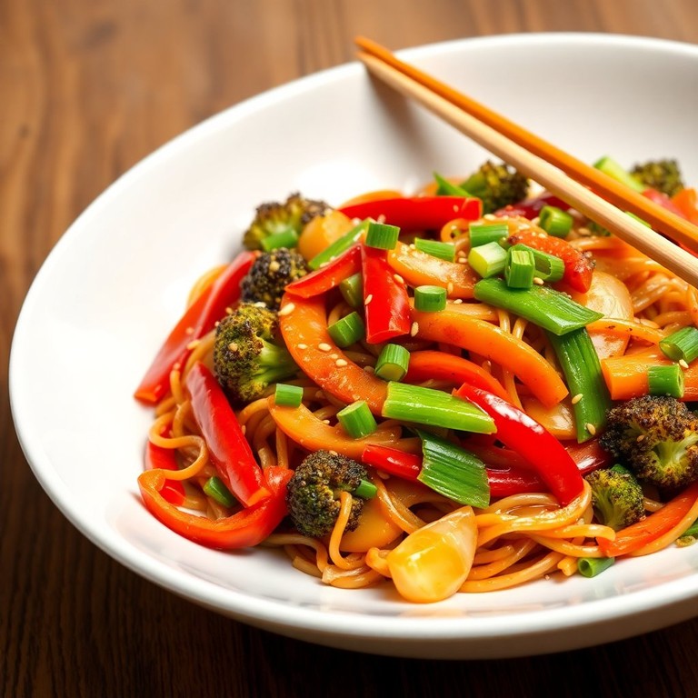Savory Vegetable Lo Mein with a Garlic Soy Sauce