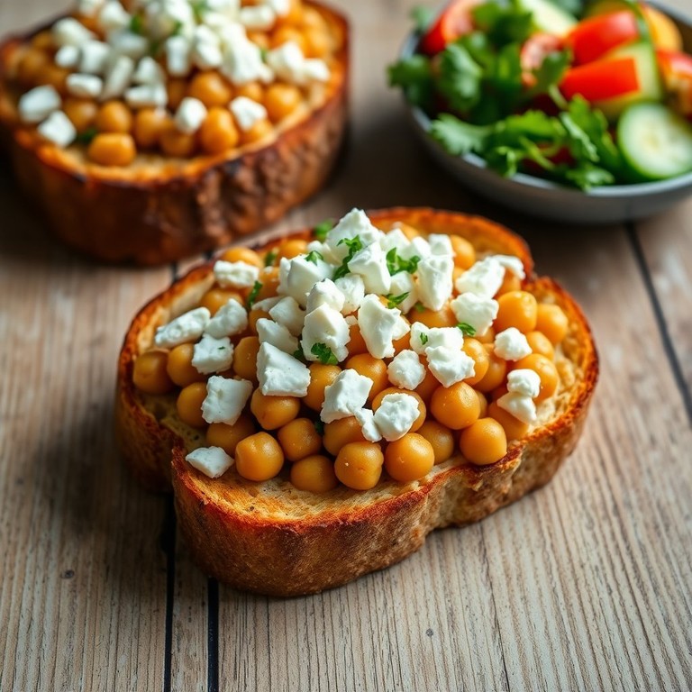 Herzhafter Kichererbsen-Toast mit Hirtenkäse
