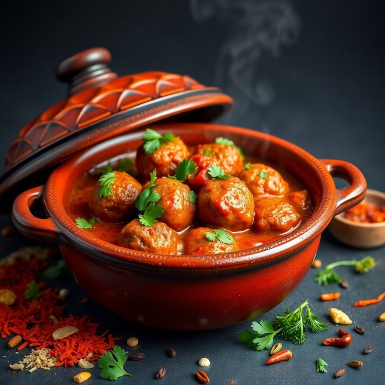 Tajine de Boulettes d'Agneau à la Sauce Tomate Épicée