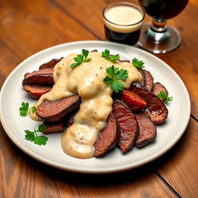 Fraldinha ao Creme de Cebola com Cerveja Black