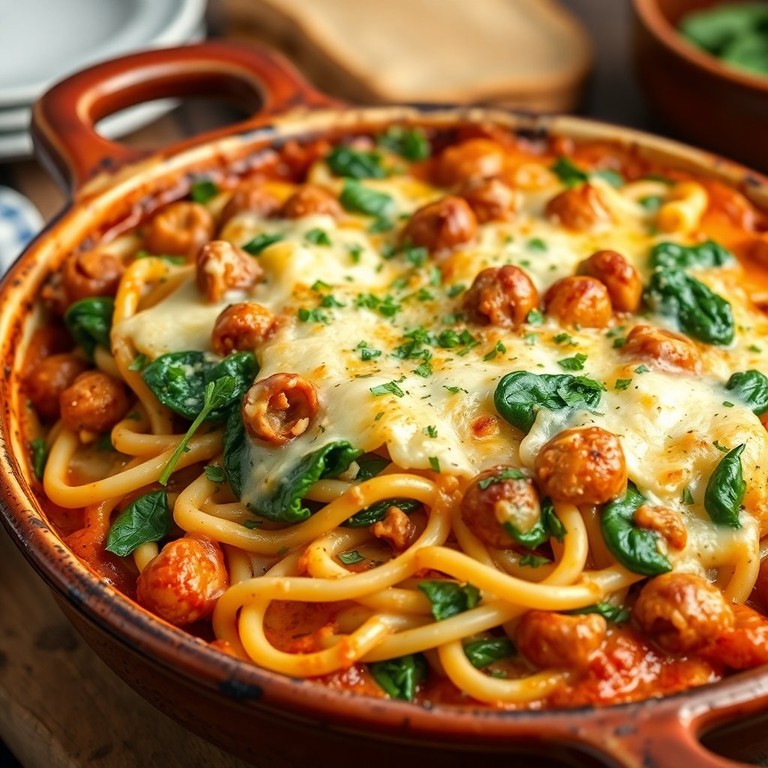 Pasta al Forno mit Maronen und Spinat