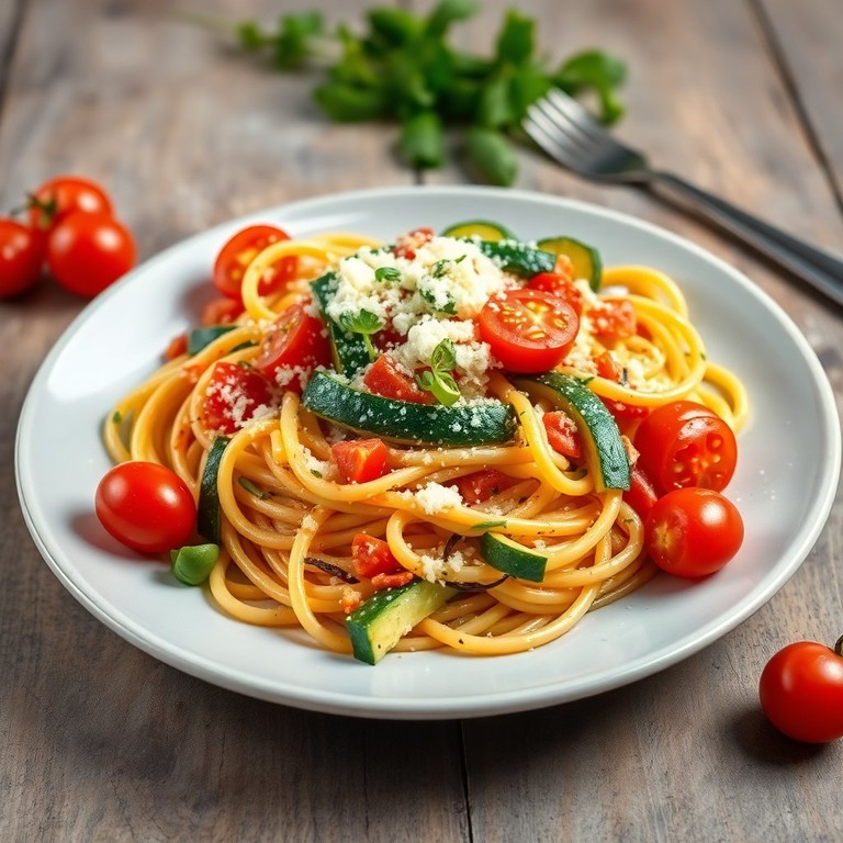Pasta Primavera mit frischem Gemüse und Kräutern