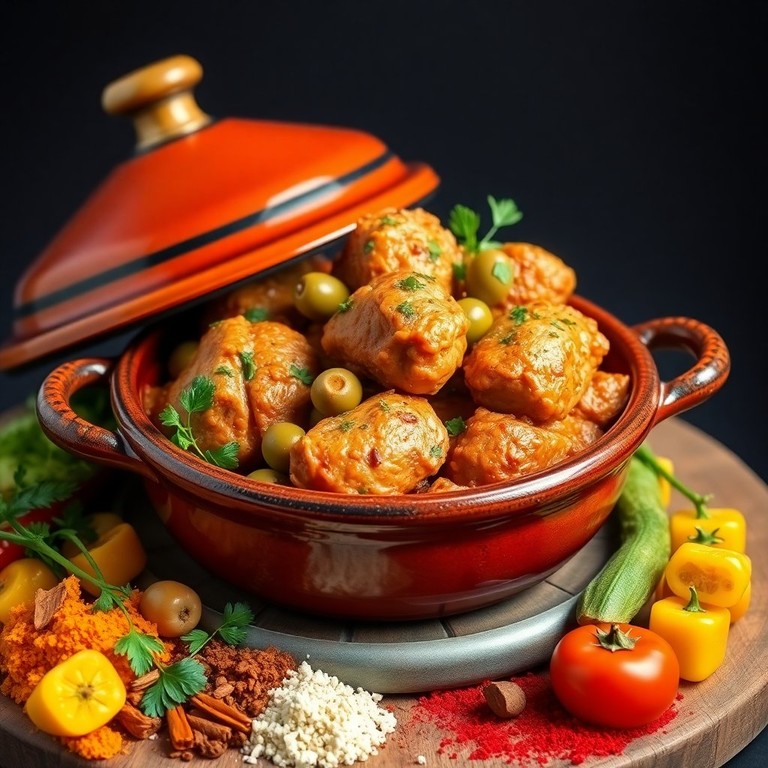 Tajine Algérien au Poulet et Olives Vertes