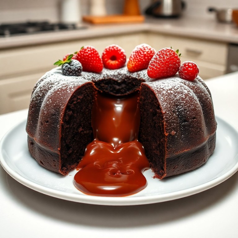 Gâteau au Chocolat Fondant avec un Cœur Coulant