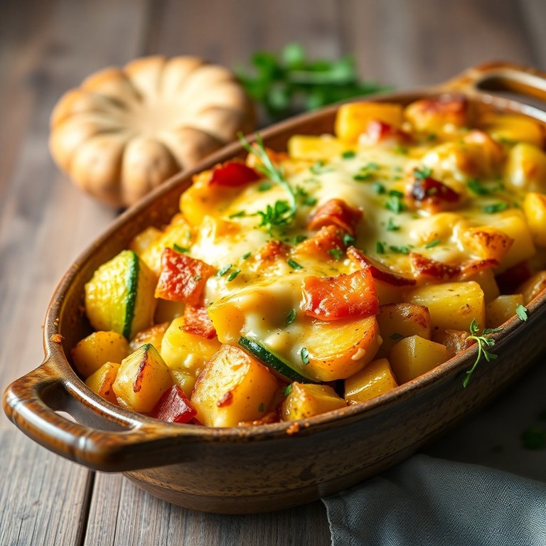 Gratin de Pommes de Terre et Courgettes au Jambon Fumé