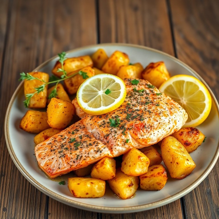 Salmão Assado com Batatas e Limão Siciliano