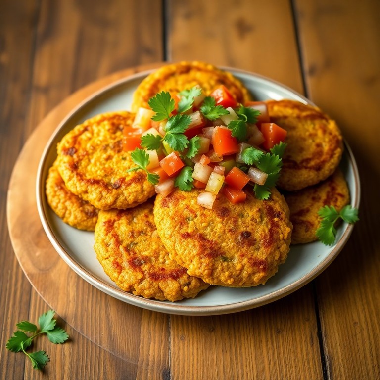 Kathambir Vadi with Bitter Gourd and Tomato Salsa