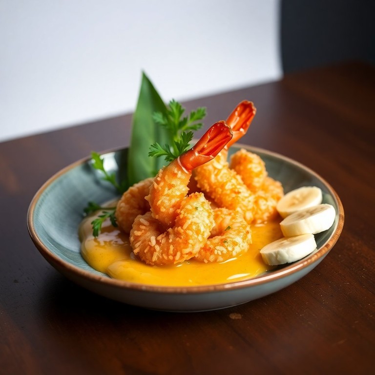 Camarones al Coco con Salsa de Plátano