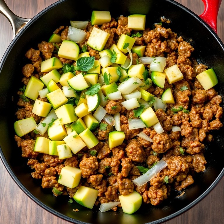 Savory Leek and Beef Zucchini Skillet
