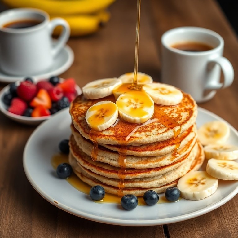 Fluffy Banana Oatmeal Pancakes