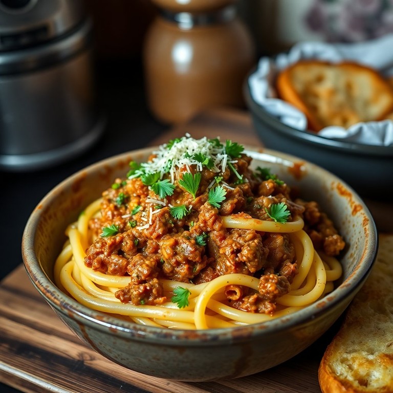 Cremige Hackfleischsahne-Pasta