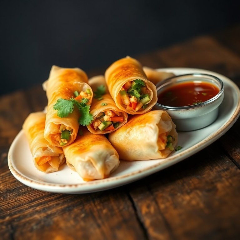 Crispy Soya Chunks and Veggie Spring Rolls