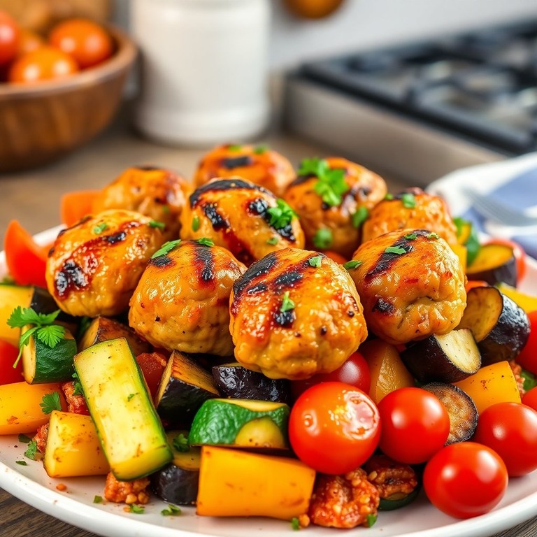 Boulettes de Poulet aux Légumes Méditerranéens