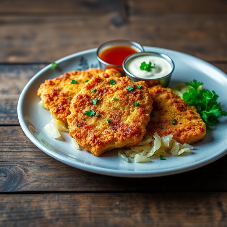 Хрустящие куриные котлеты с квашеной капустой