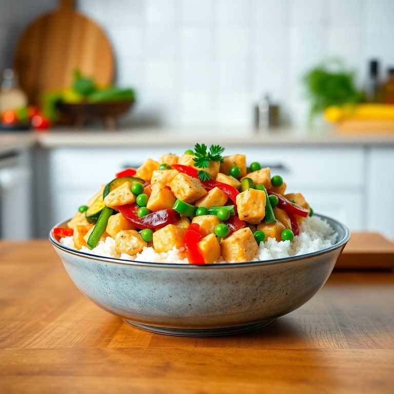 Hähnchen-Gemüse-Pfanne mit Reis und buntem Gemüse - Mr. Cook
