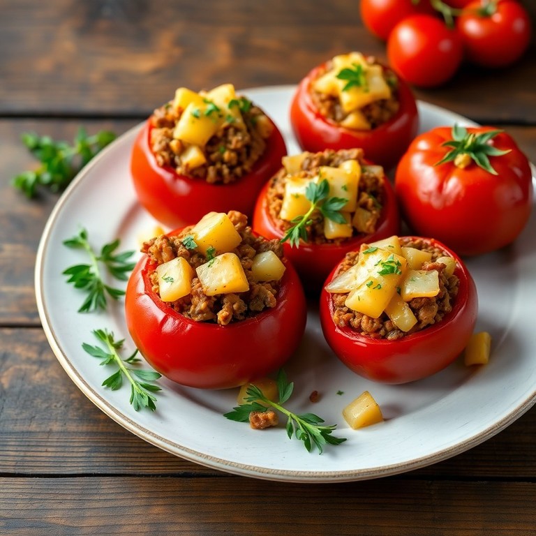 Savory Beef and Potato Stuffed Tomatoes