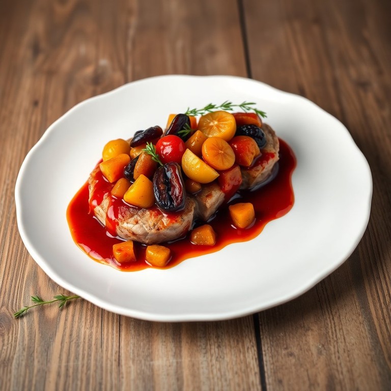 Filet Mignon de Porc aux Fruits Secs et Sauce au Vin Rouge