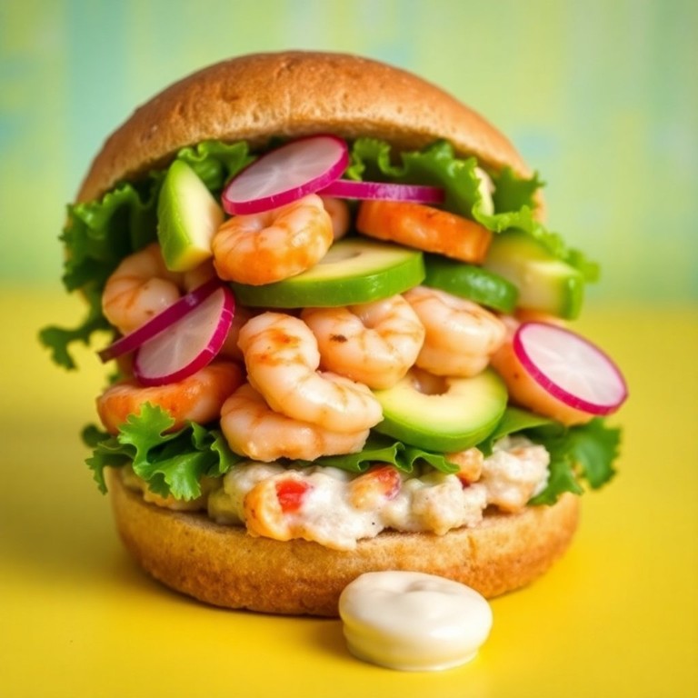 Rainbow Seafood Burger Delight