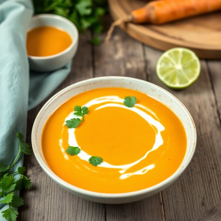 Sanfte Karotten-Ingwer-Suppe mit Kokosmilch