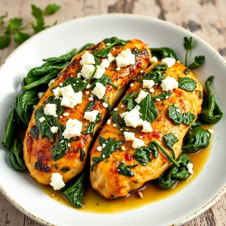 Kruidige Glutenvrije Kip met Spinazie en Feta