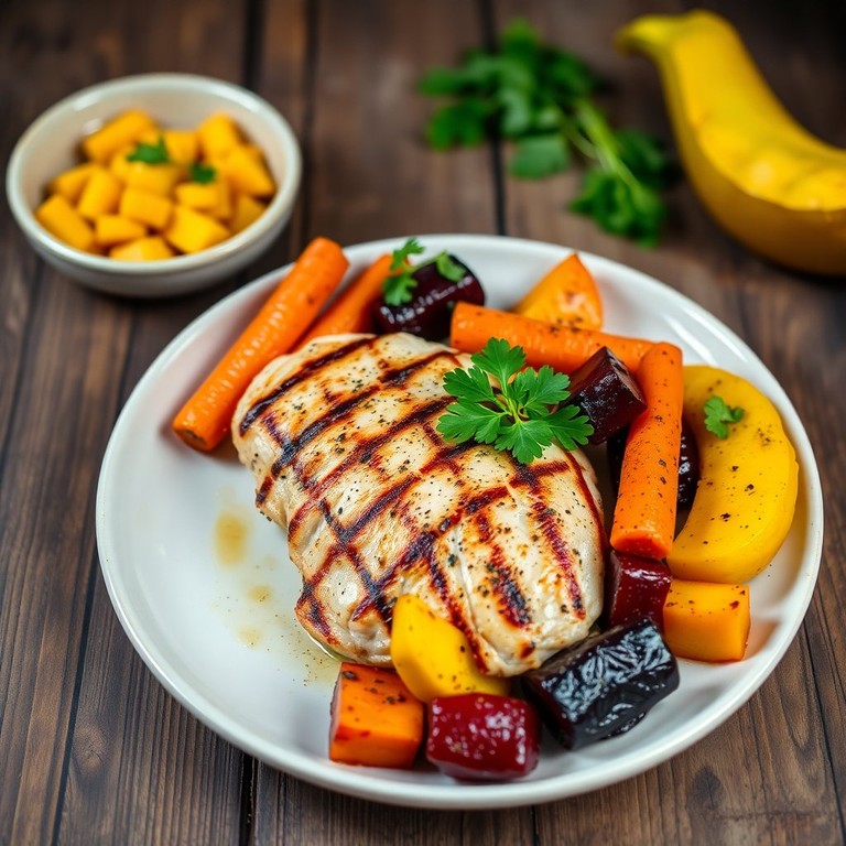 Frango Grelhado com Legumes Coloridos
