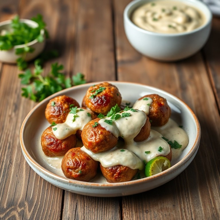 Bolinho de Linguiça com Molho Cremoso