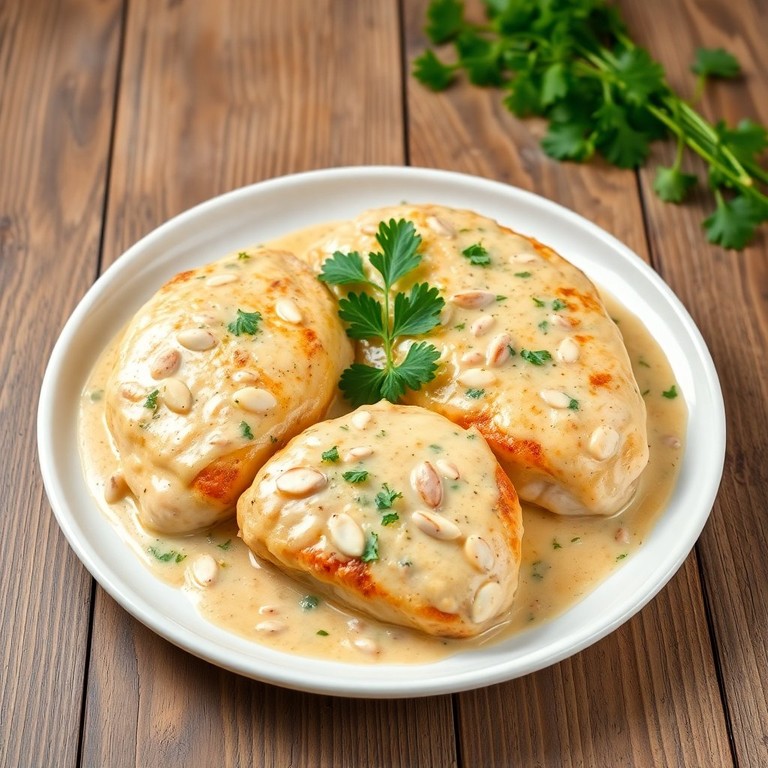 Pechugas de Pollo en Salsa de Almendras y Alcachofas