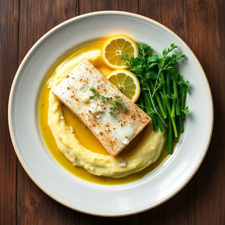 Lemon Butter Sea Bass with Cauliflower-Celery Mash