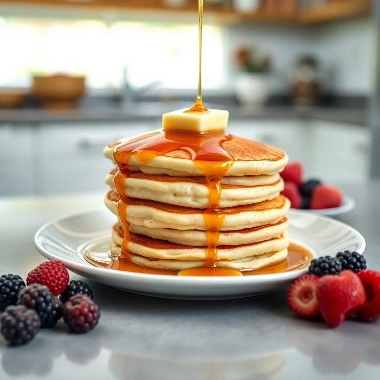 Fluffy Buttermilk Pancakes with Maple Syrup