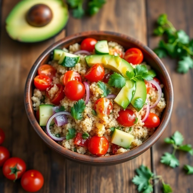 Ensalada Fresca de Quinoa y Aguacate con Limón y Cilantro