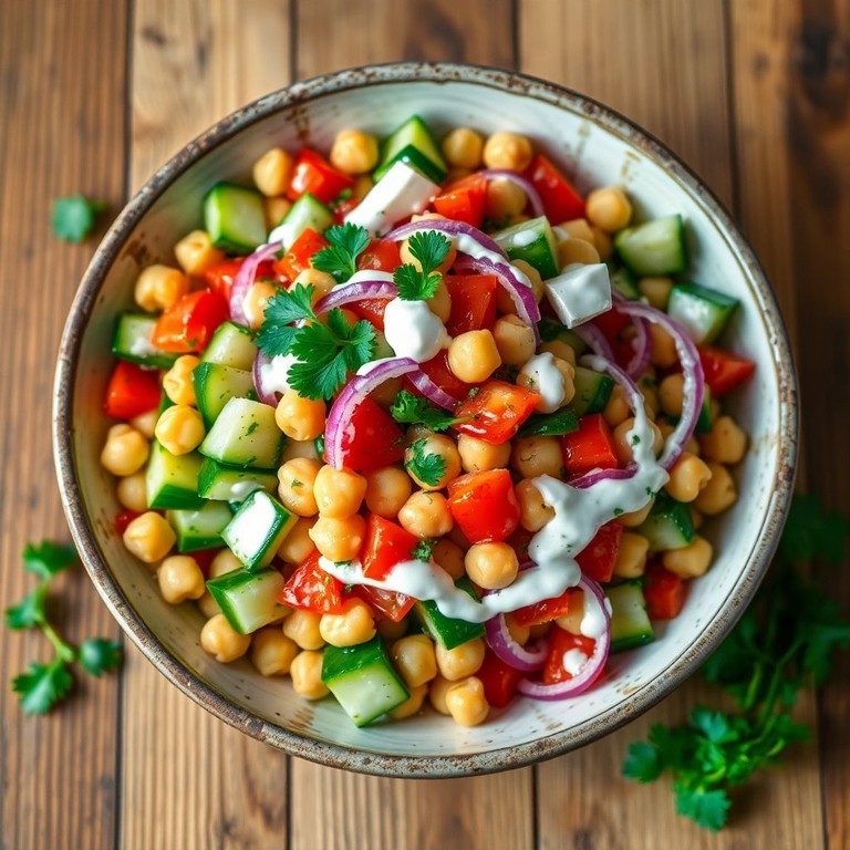Chickpea and Cucumber Salad with Creamy Curd Dressing