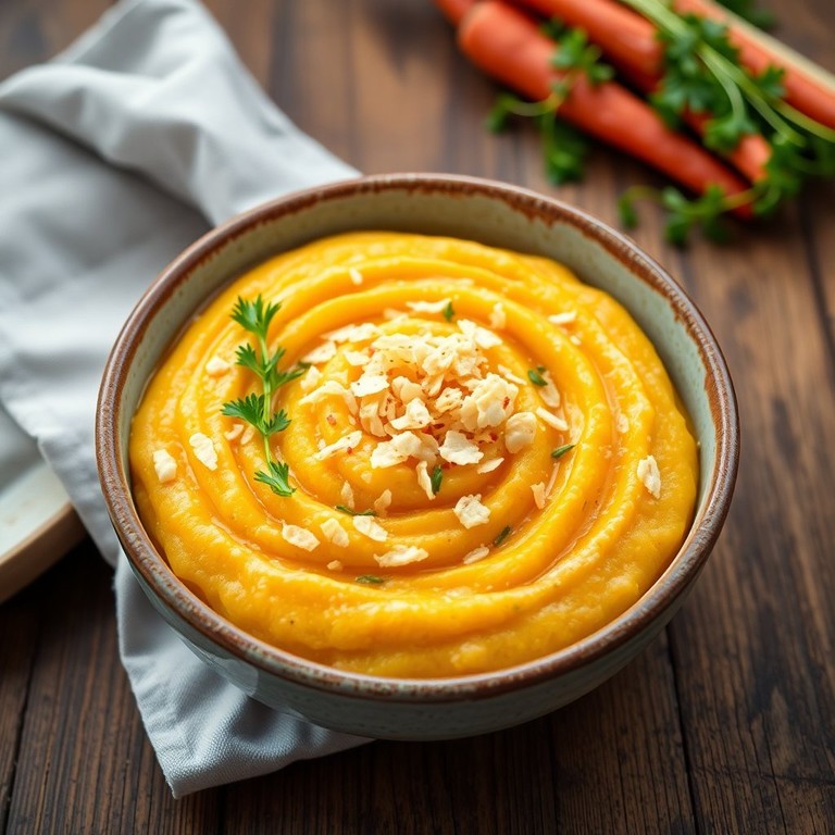 Purê de Batata e Cenoura com Crocante de Soja