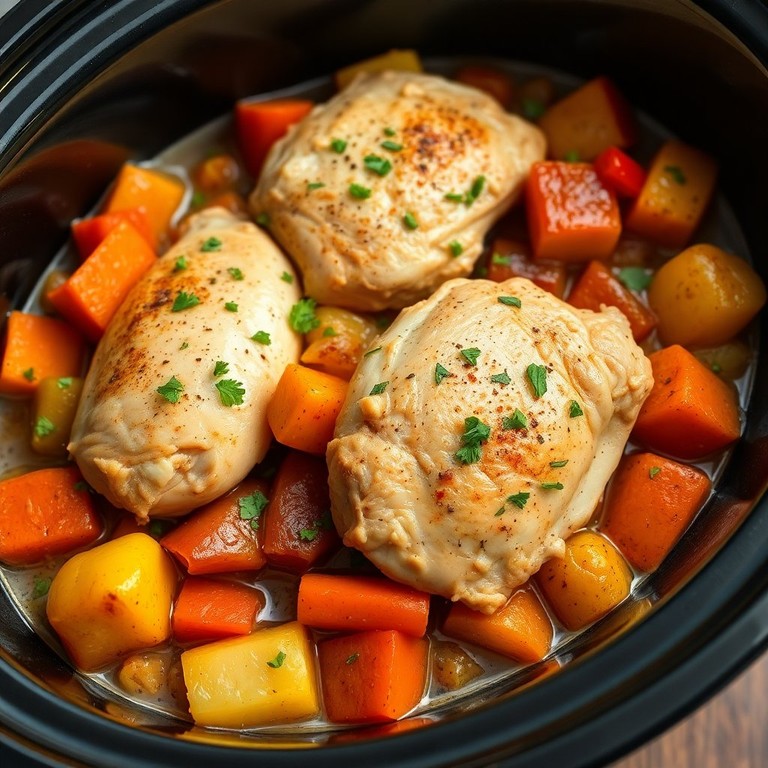 Savory Slow Cooker Chicken and Veggie Medley