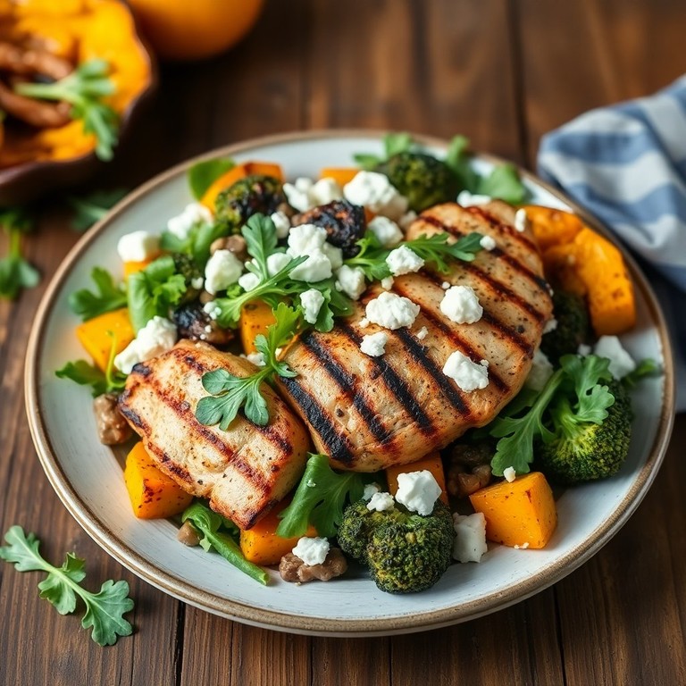 Gegrilde Kip met Broccoli-Pompoensalade