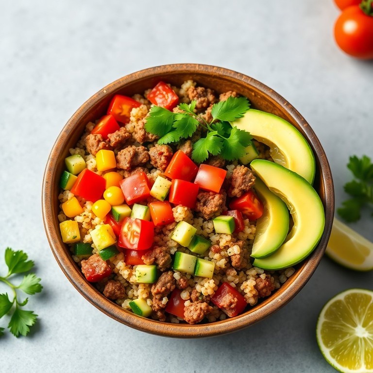 Healthy Ground Beef Quinoa Bowl