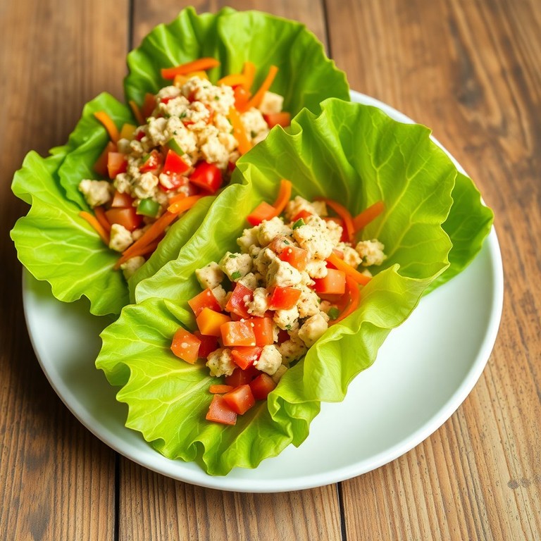 Wraps de Laitue Chinoise au Thon et Légumes Colorés
