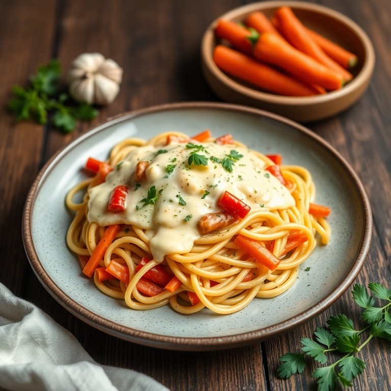 Garlic Butter Pasta with Creamy Cheese Sauce