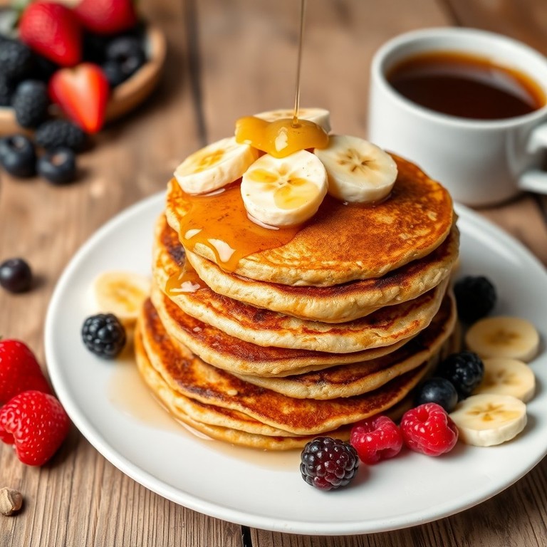 Fluffy Banana Oatmeal Pancakes