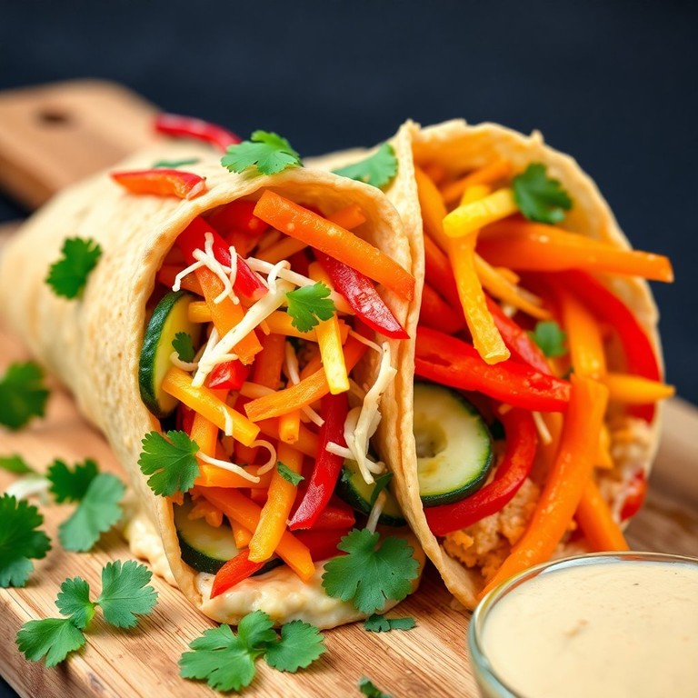 Wrap de Vegetais Coloridos com Hummus Cremoso