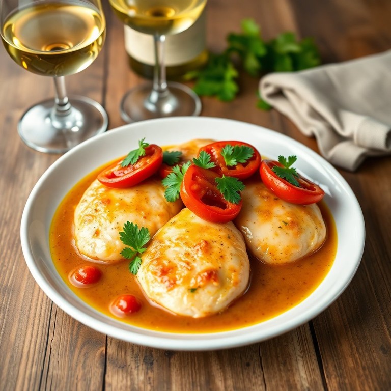 Savory Chicken Cutlets in a Spicy Cherry Pepper White Wine Reduction