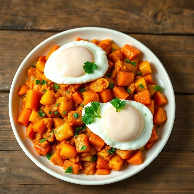Spiced Carrot and Potato Hash with Poached Eggs - Mr. Cook