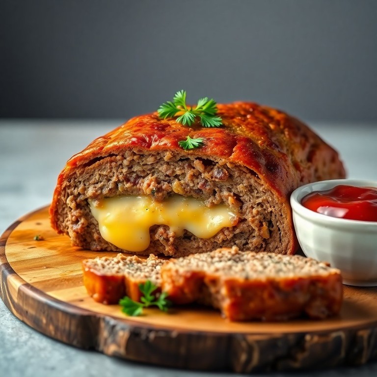 Stuffed Meatloaf with Melty Cheese