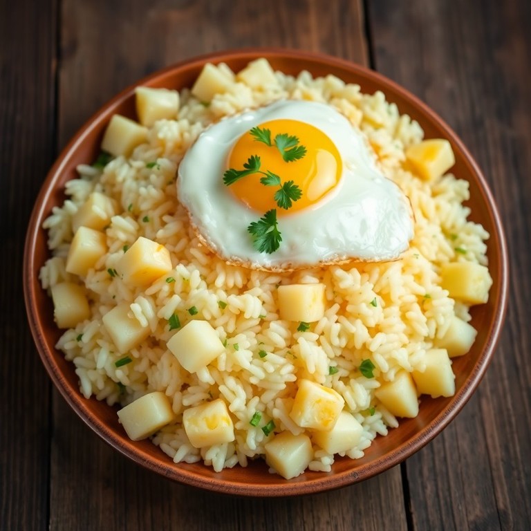 Arroz de Batata com Ovo Frito
