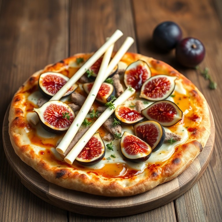 Pizza Gourmande aux Figues, Porc et Asperges Blanches