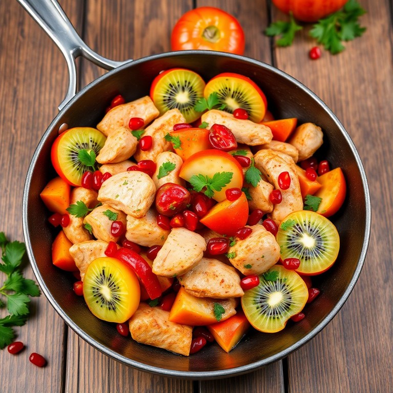 Fruity Chicken Stir-Fry with Kiwi and Pomegranate