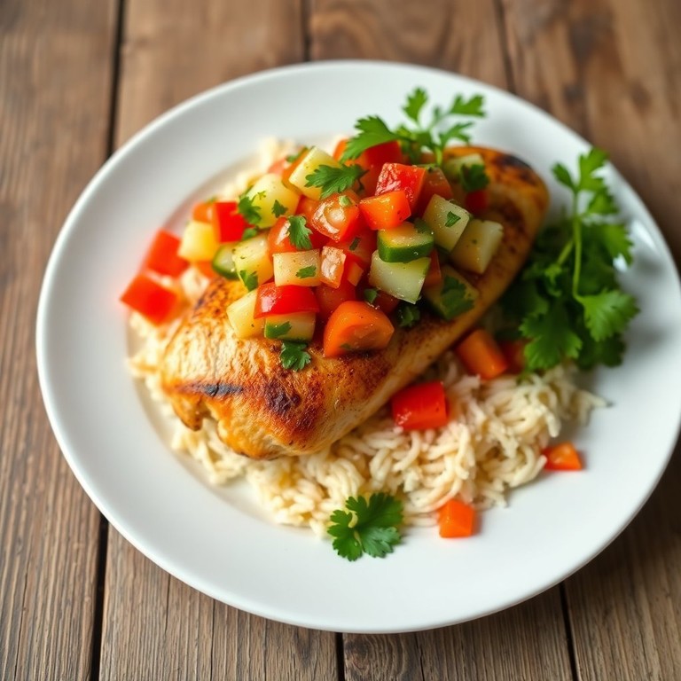 Zartes Poulet mit Gurken-Peperoni-Salsa