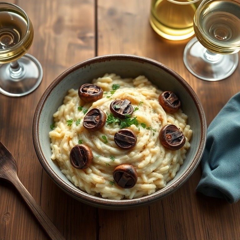 Cremiges Affenkopfpilz-Risotto mit Parmesan und frischen Kräutern