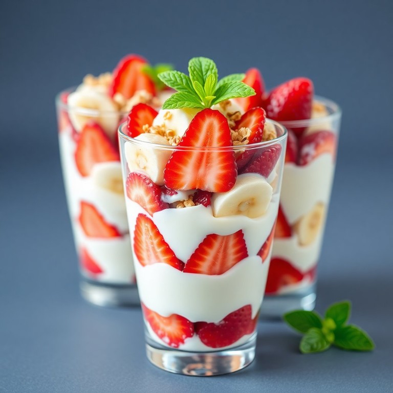 Parfait de Yogur con Frutillas y Plátano
